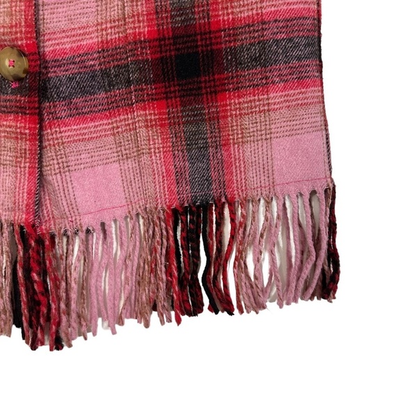 - NWT Anthropologie Maeve Red Pink Blue Plaid Fringed Skirt - Picture 9 of 13